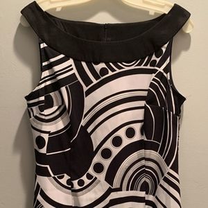 Connected Apparel Women’s Dress Size 14 Black White Geometric Print Sleeveless